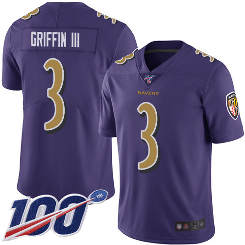 Baltimore Ravens Limited Purple Men Robert Griffin III Jersey NFL Football 3 100th Season Rush Vapor Untouchable